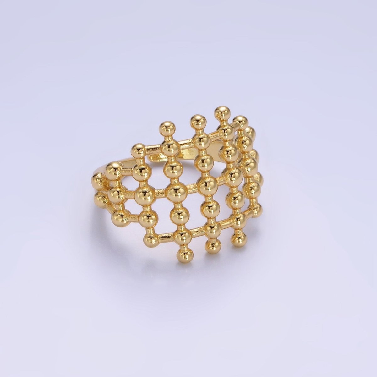 14K Gold Filled Multiple Beaded Bubble Lined Open Ring in Gold & Silver | O1270 O1271