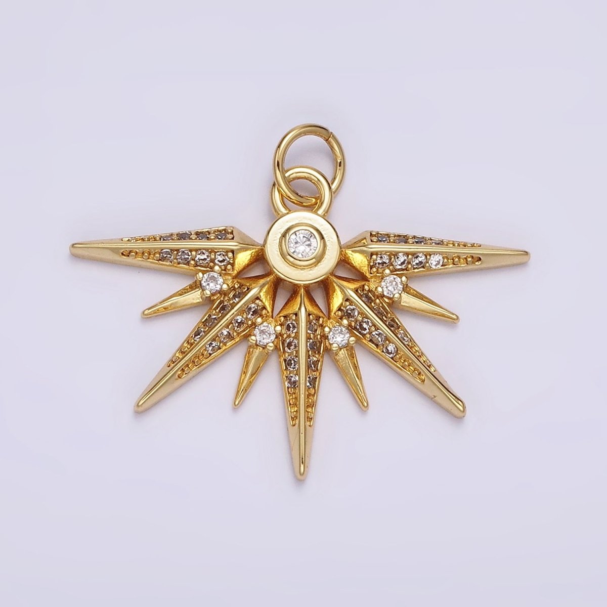 14K Gold Filled Multiple Micro Paved CZ Sphere Geometric Ray Charm | AG519 - DLUXCA
