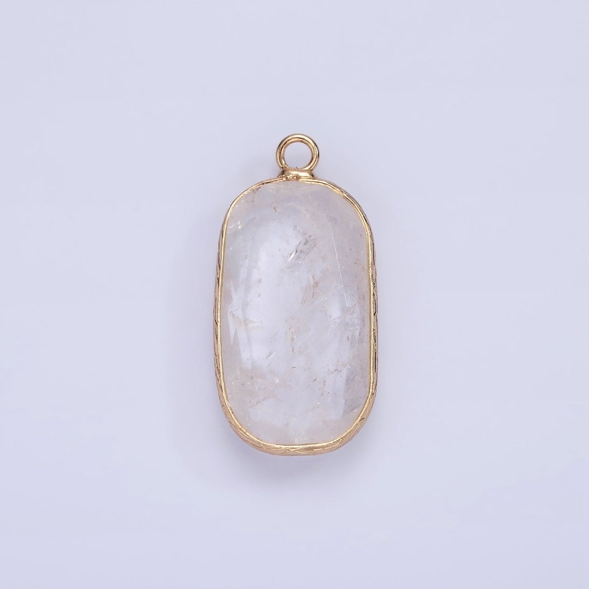14K Gold Filled Natural Gemstone Multifaceted Oval Bezel Charm | N1655 - N1659