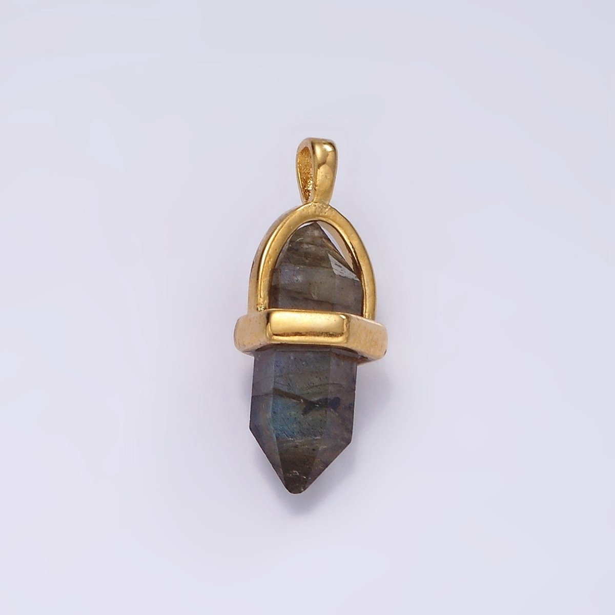 14K Gold Filled Natural Gemstone Pointed Wand Pendant | N2007 - N2016