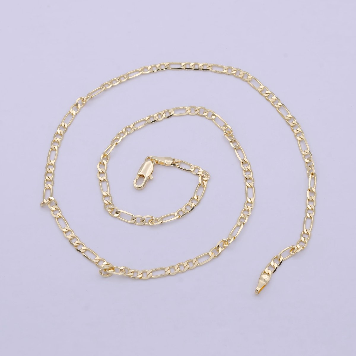 OS 14K Gold Filled Necklace - Figaro Necklace - Dainty Gold Figaro Chain Layering Necklace 3mm 16, 17.5 inch ready to wear chain w/ Lobster Clasp | WA-827 Clearance Pricing