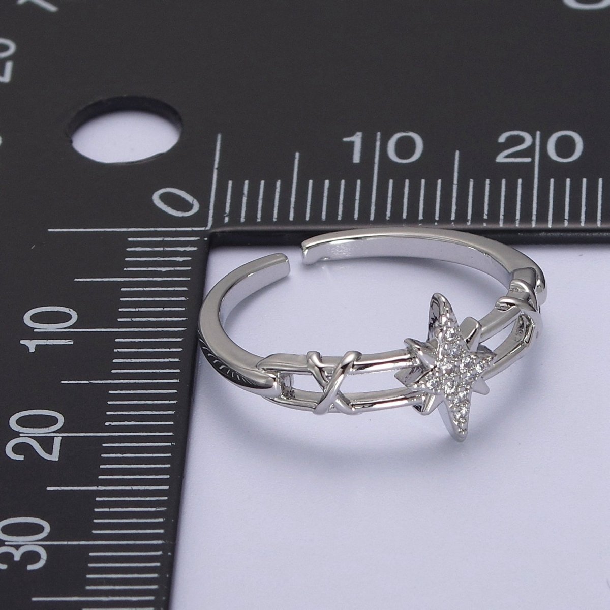14K Gold Filled North Star Ring Celestial Ring Dainty Minimalist Jewelry Open Adjustable Ring S-456 S-457