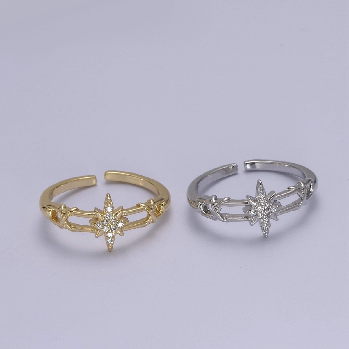 14K Gold Filled North Star Ring Celestial Ring Dainty Minimalist Jewelry Open Adjustable Ring S-456 S-457