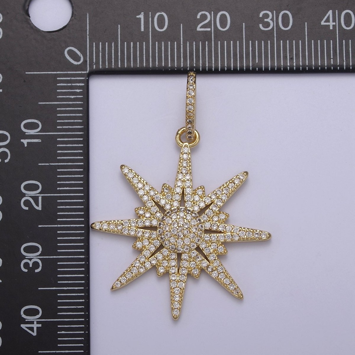 14K Gold Filled Northern Star Pendant Charm, Micro Pave Celestial Statement Pendant For Jewelry Necklace Supply Component H-808