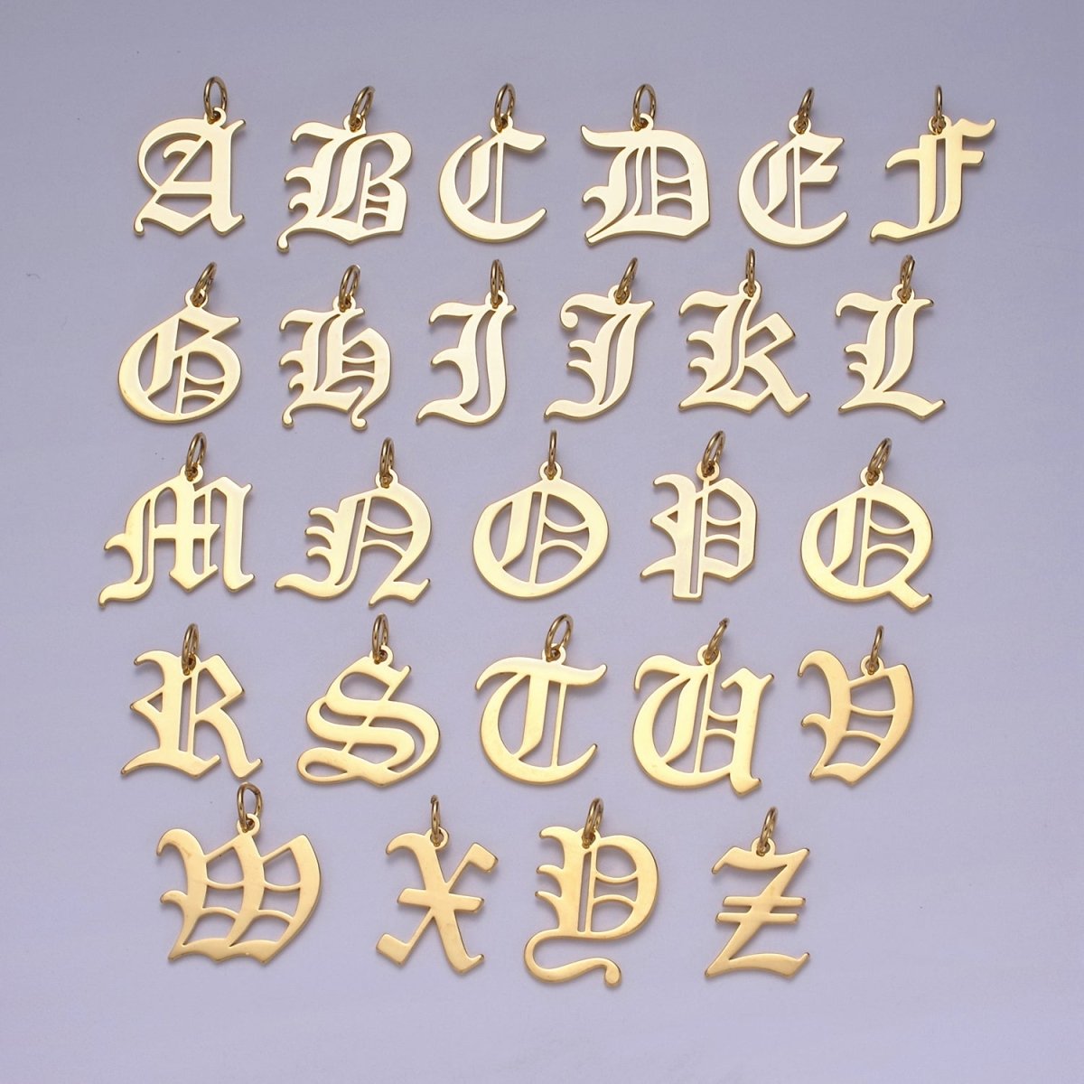 14k Gold Filled Old English Font Initial Letters Pendant Charm Wholesale Jewelry Supplies A677~A689