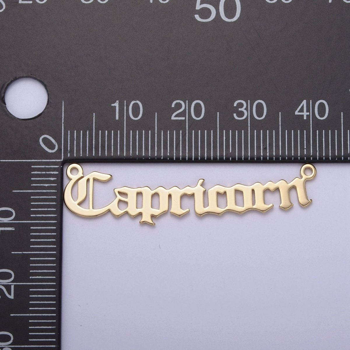14k Gold Filled Old English Font Zodiac Charms Connector for Necklace Bracelet Link Connector Astrology Necklace Charm Personalized Jewelry Wholesale A-A1725-A-A1730