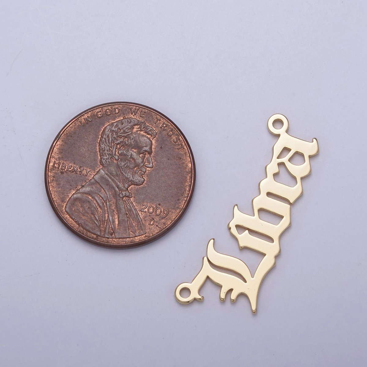 14k Gold Filled Old English Font Zodiac Charms Connector for Necklace Bracelet Link Connector Astrology Necklace Charm Personalized Jewelry Wholesale A-A1725-A-A1730