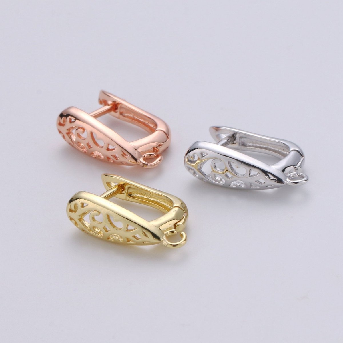 14k Gold Filled one touch w/ open link Lever back earring making, 12x19 mm, Nickel free Lead Free for Earring Charm Making Findings K-699 - K-701