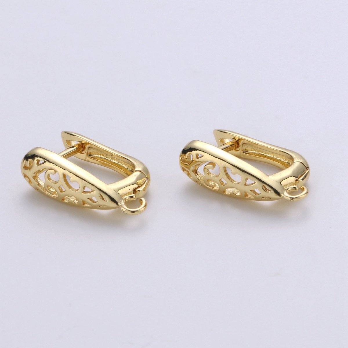 14k Gold Filled one touch w/ open link Lever back earring making, 12x19 mm, Nickel free Lead Free for Earring Charm Making Findings K-699 - K-701