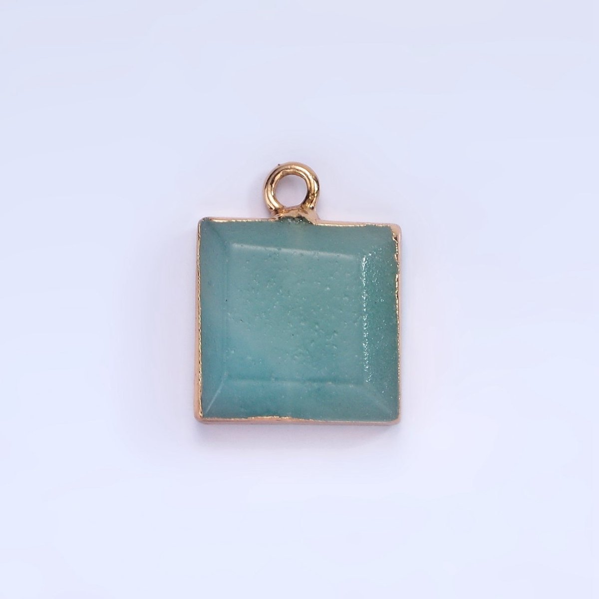 14K Gold Filled Onyx, Amazonite, Pink Quartz Square Bezel Charm | N1688 - N1690