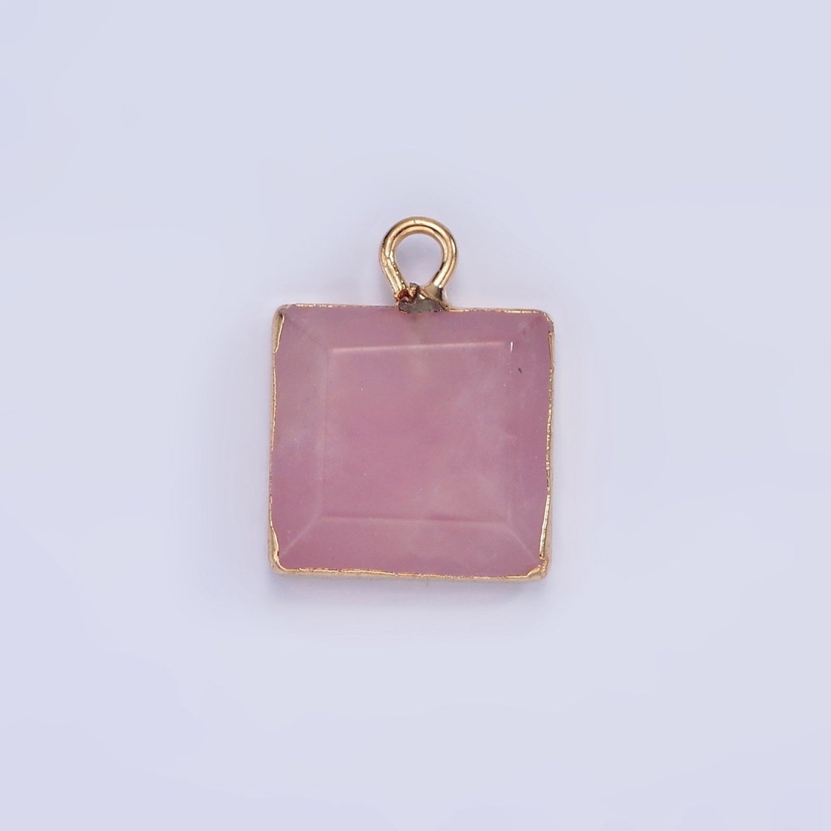 14K Gold Filled Onyx, Amazonite, Pink Quartz Square Bezel Charm | N1688 - N1690
