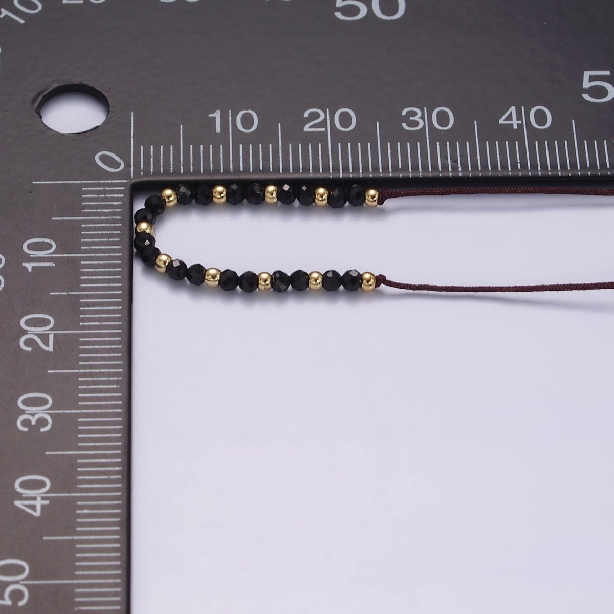 14K Gold Filled Onyx Multifaceted Black Rope Adjustable Friendship Bracelet | WA-2193 - WA-2195 Clearance Pricing