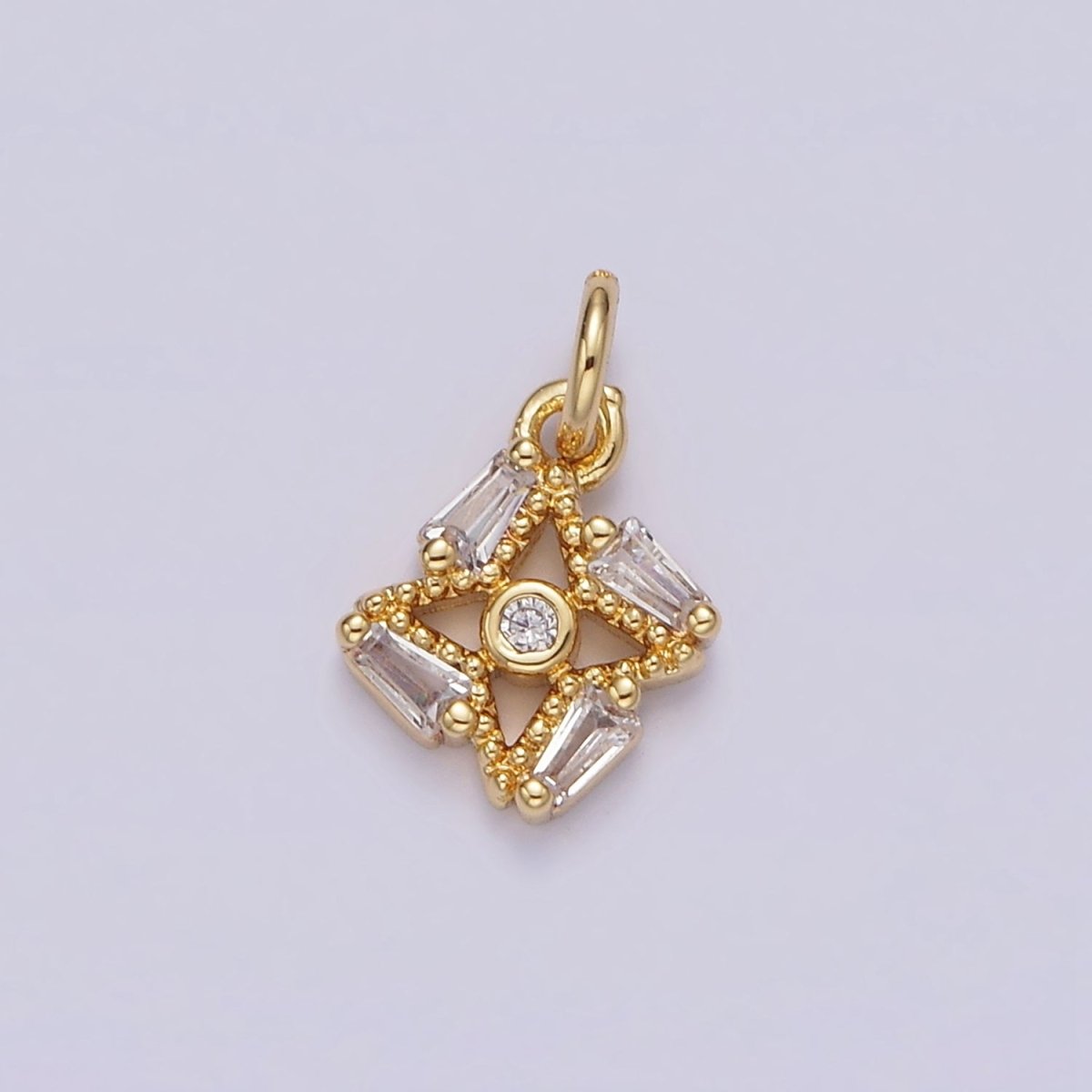 14K Gold Filled Celestial Star CZ Baguette Charm in Gold & Silver | N1095 N1140