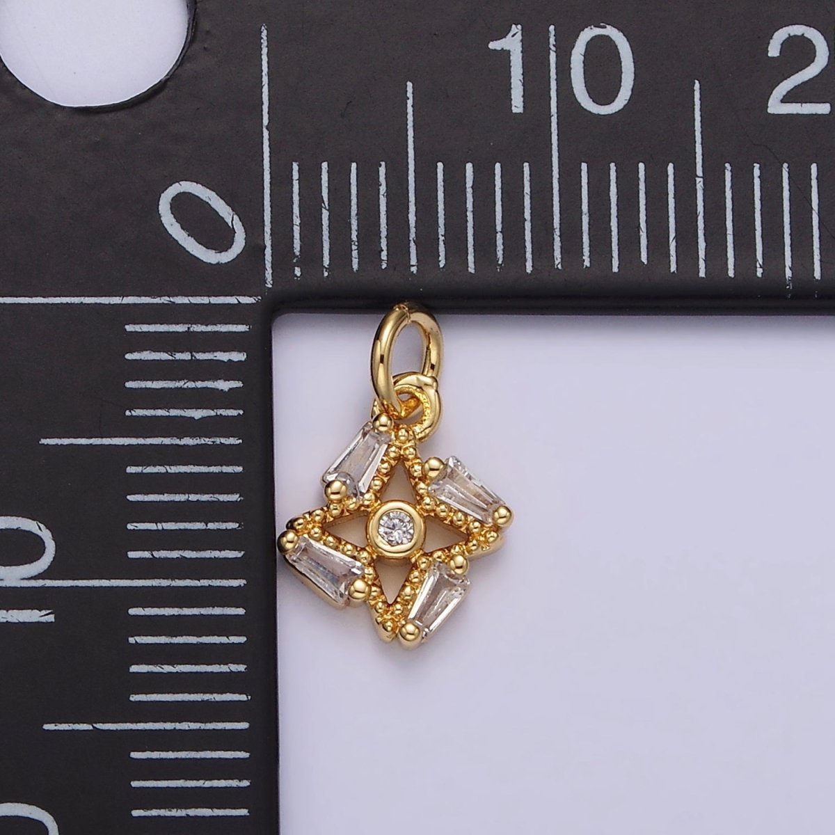 14K Gold Filled Celestial Star CZ Baguette Charm in Gold & Silver | N1095 N1140