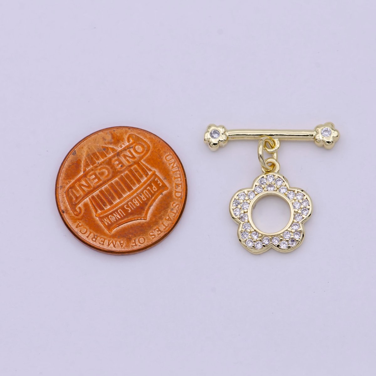 14K Gold Filled OT Toggle Clasps Daisy Flower CZ Clasps Connectors for Jewelry Handmade Making Bracelet Necklace L-623 - DLUXCA