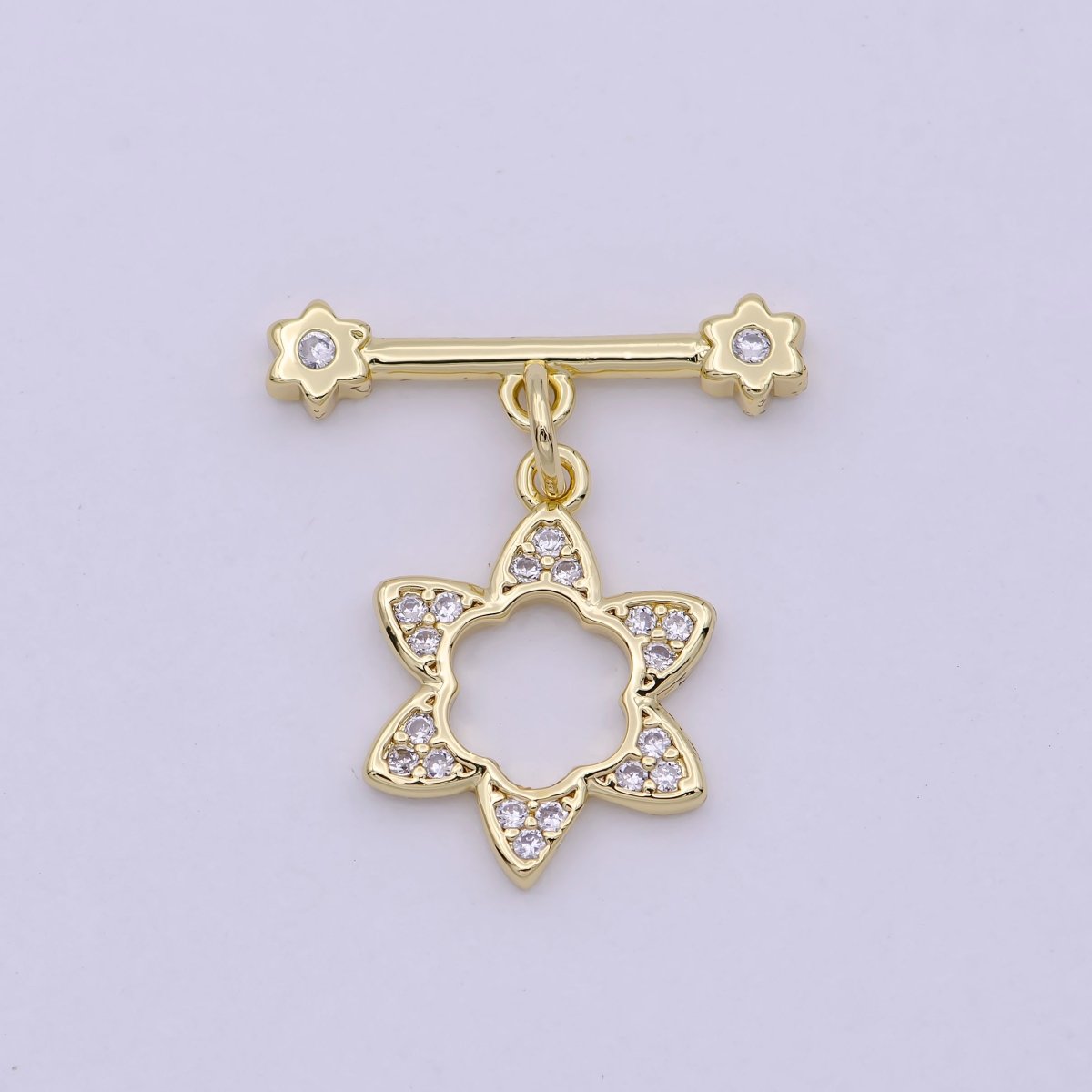 14K Gold Filled OT Toggle Clasps Star CZ Clasps Connectors for Jewelry Handmade Making Bracelet Necklace L-631 - DLUXCA