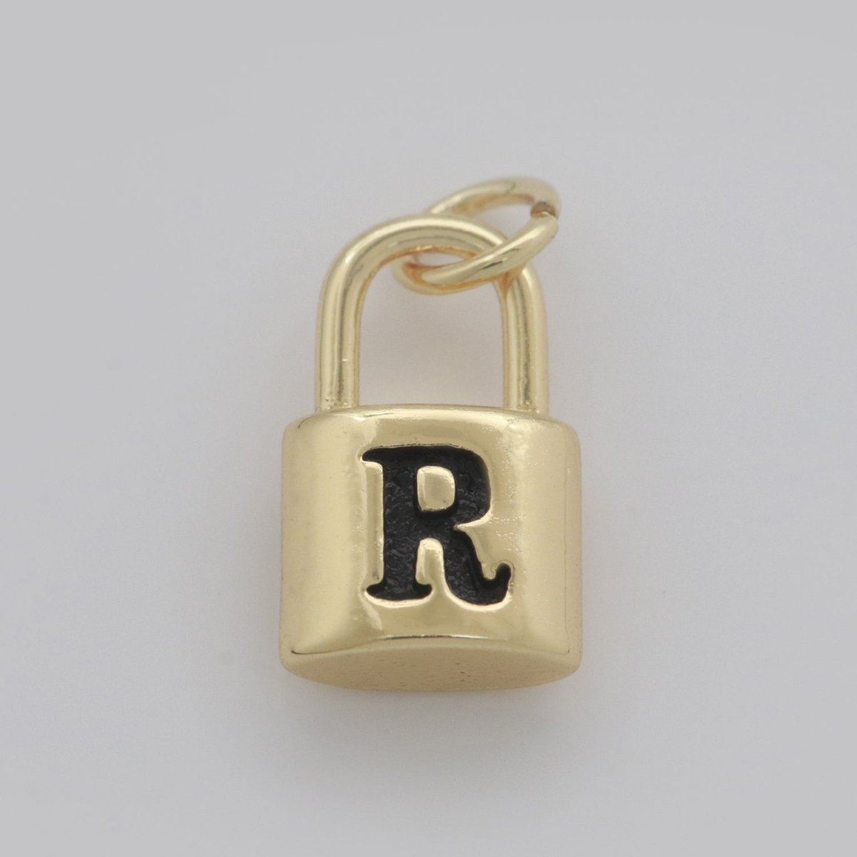 14K Gold Filled Padlock Letter Initial Lock Personalized Charm Pendant | A-822-A-834