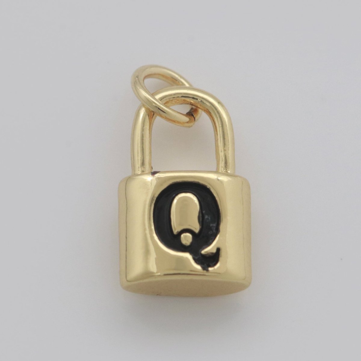 14K Gold Filled Padlock Letter Initial Lock Personalized Charm Pendant | A-822-A-834