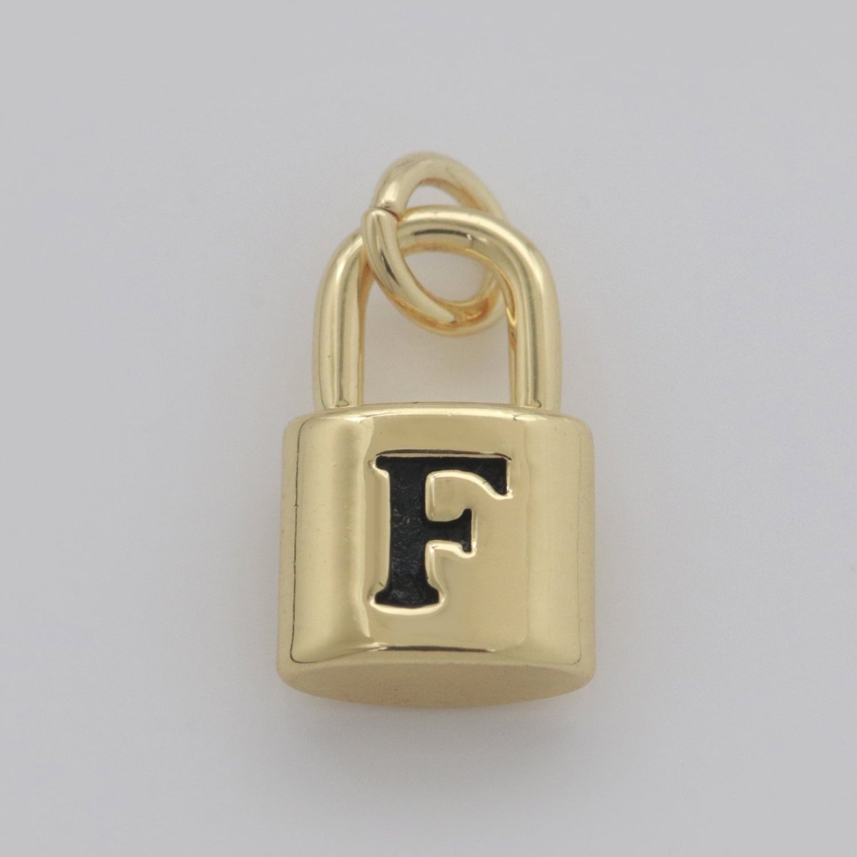 14K Gold Filled Padlock Letter Initial Lock Personalized Charm Pendant | A-822-A-834