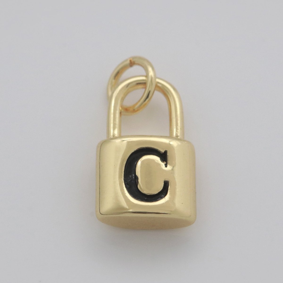 14K Gold Filled Padlock Letter Initial Lock Personalized Charm Pendant | A-822-A-834