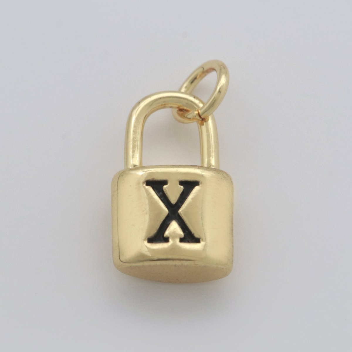 14K Gold Filled Padlock Letter Initial Lock Personalized Charm Pendant | A-822-A-834