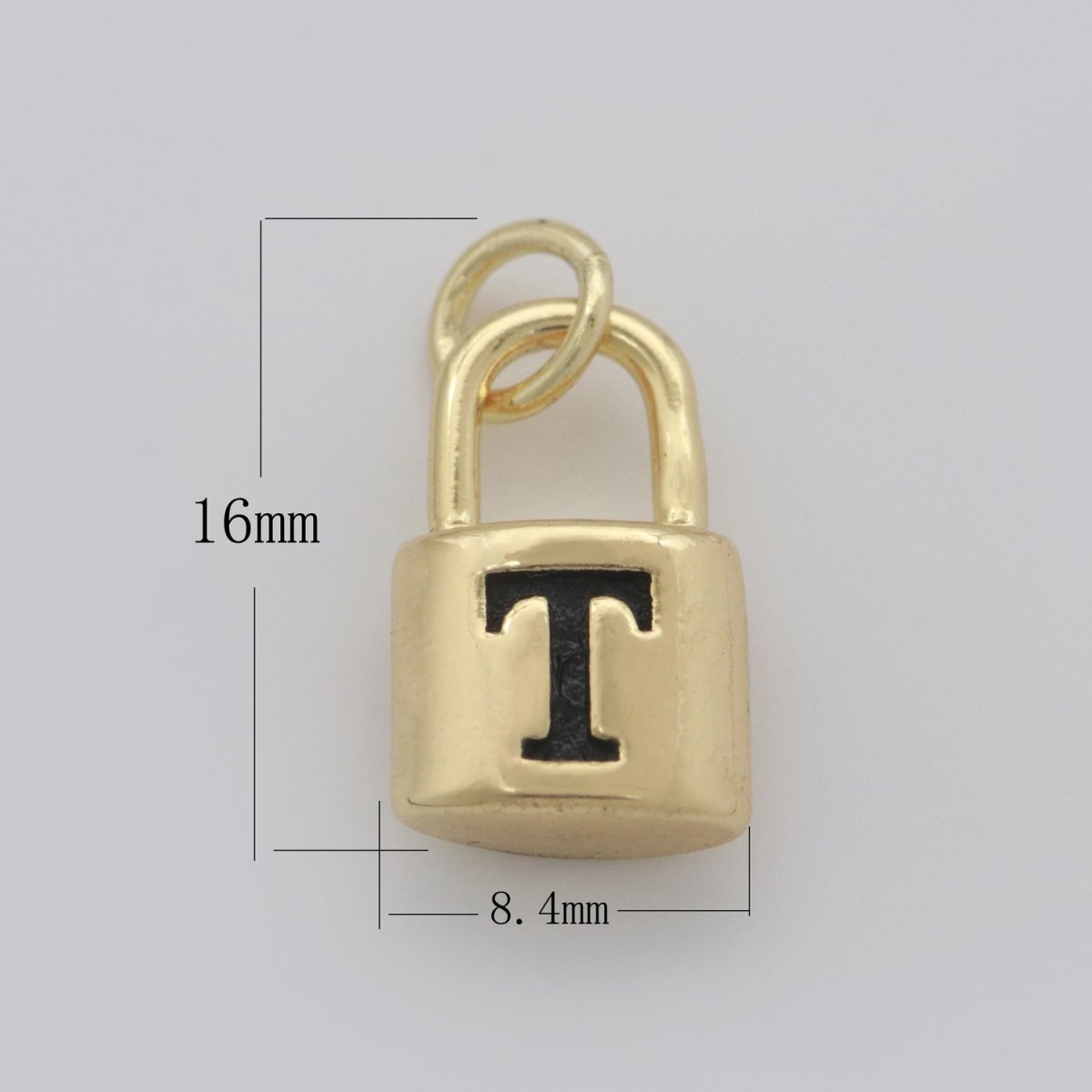 14K Gold Filled Padlock Letter Initial Lock Personalized Charm Pendant | A-822-A-834