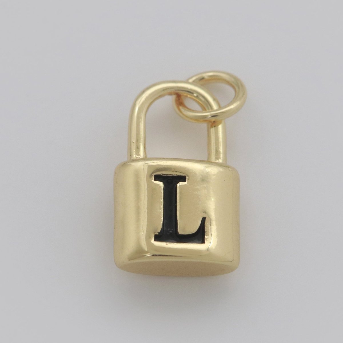 14K Gold Filled Padlock Letter Initial Lock Personalized Charm Pendant | A-822-A-834