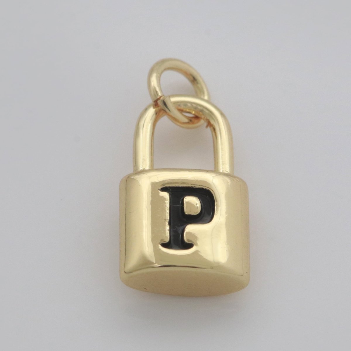 14K Gold Filled Padlock Letter Initial Lock Personalized Charm Pendant | A-822-A-834
