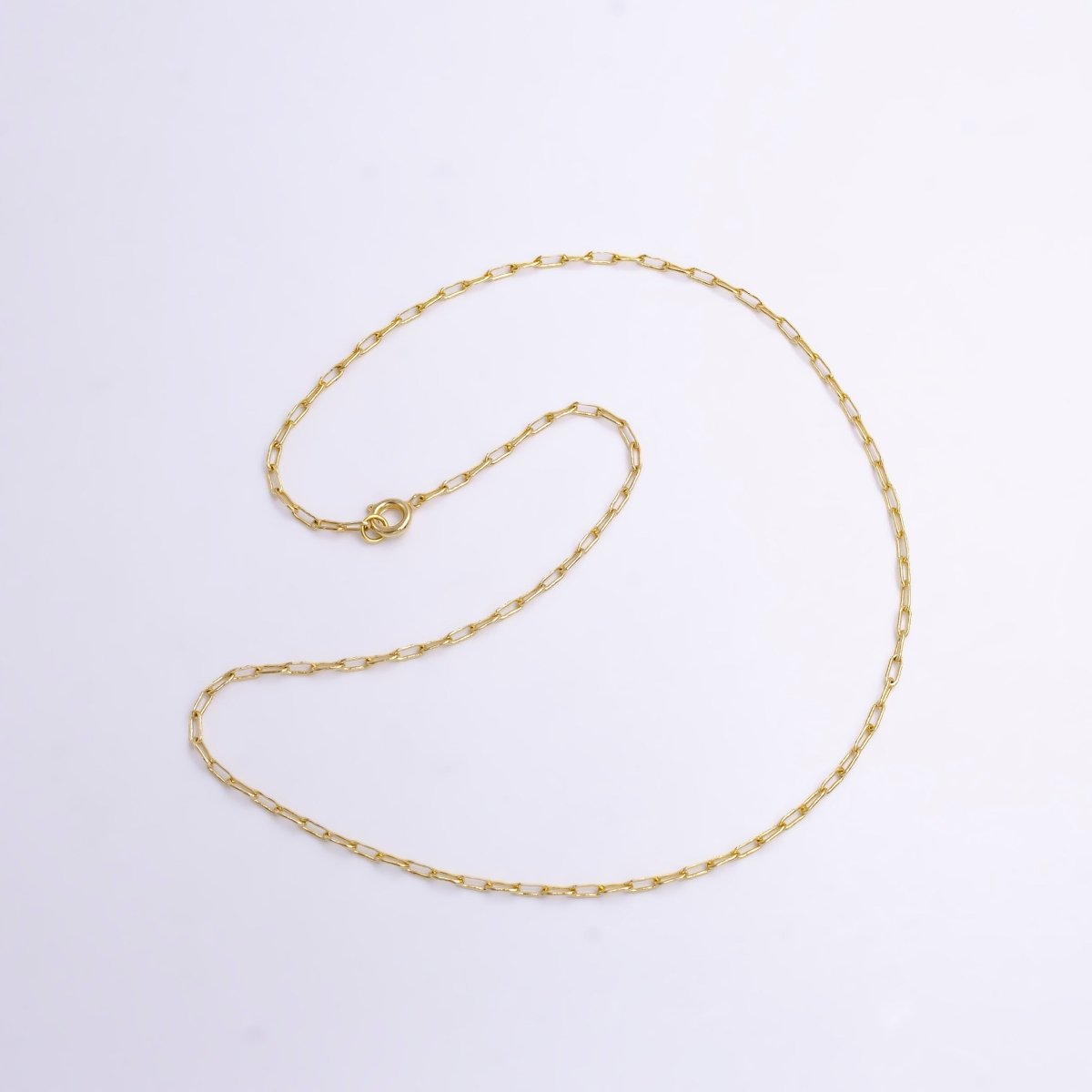 14K Gold Filled PaperClip Chain Necklace 17.8 inch Chain Minimalist Jewelry Ready to wear Necklace for Charm, 2mm w/ Lobster Clasps | CN-952 Clearance Pricing - DLUXCA