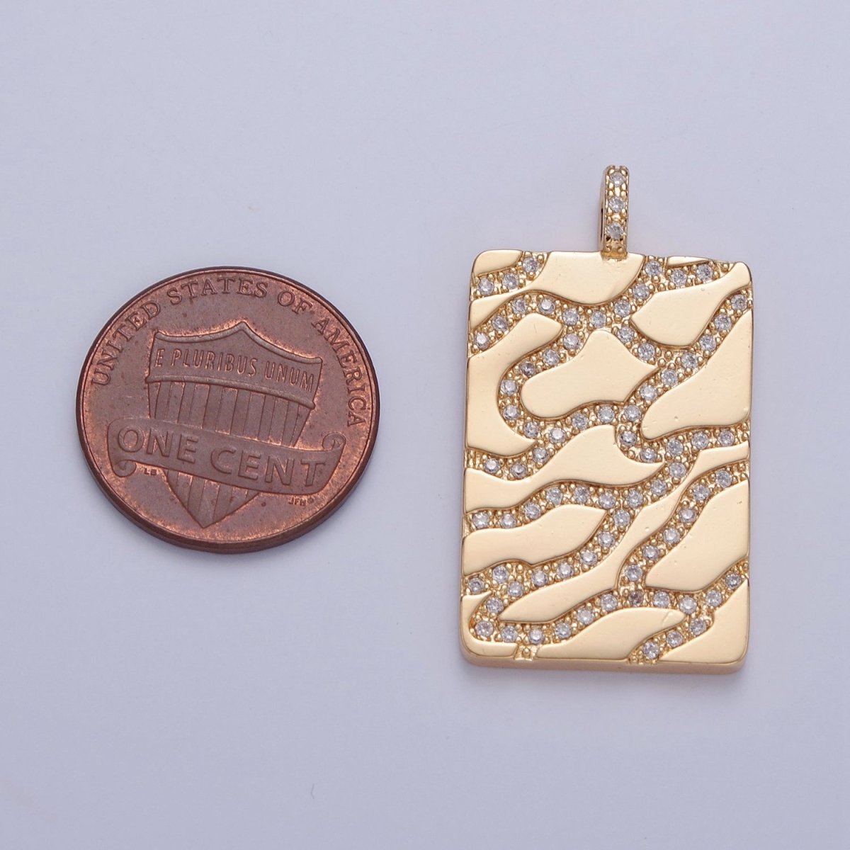 14K Gold Filled Pave Gold Artery Tile Pendant for Necklace Bracelet Supply J-644 J-645