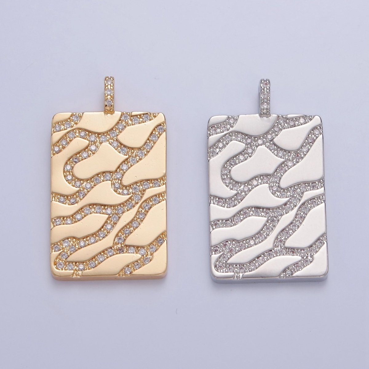 14K Gold Filled Pave Gold Artery Tile Pendant for Necklace Bracelet Supply J-644 J-645