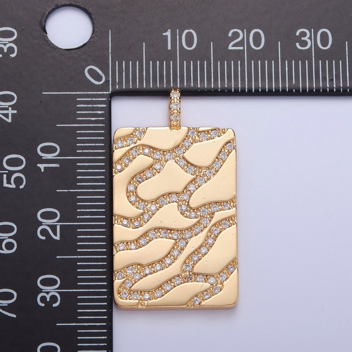 14K Gold Filled Pave Gold Artery Tile Pendant for Necklace Bracelet Supply J-644 J-645