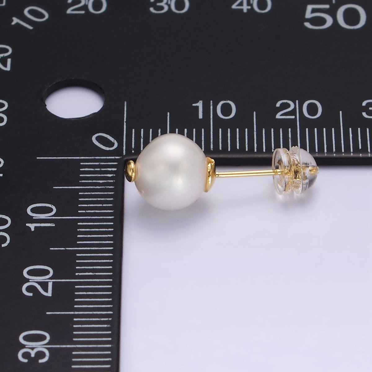 14K Gold Filled Pearl Button Minimalist Stud Earrings | AE907 - DLUXCA