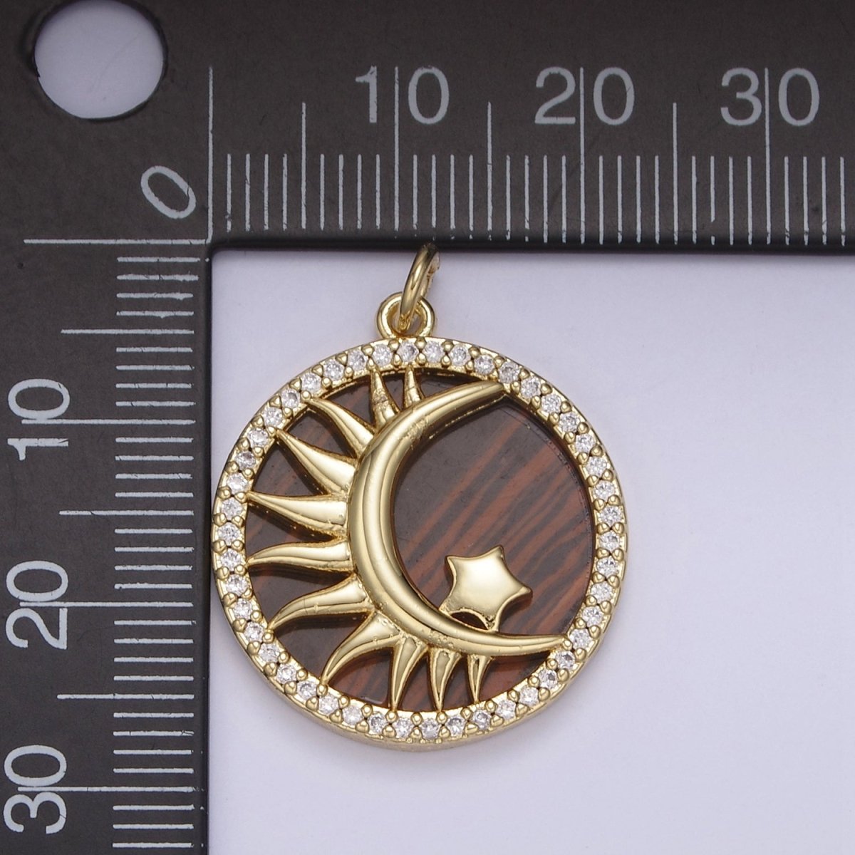 14K Gold Filled Pearl, Tiger Eye, Abalone Shell Charm Pendant Crescent moon Star Charm for Celestial Necklace Bracelet Jewelry Making N-700