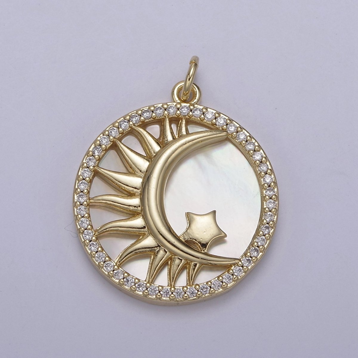 14K Gold Filled Pearl, Tiger Eye, Abalone Shell Charm Pendant Crescent moon Star Charm for Celestial Necklace Bracelet Jewelry Making N-700