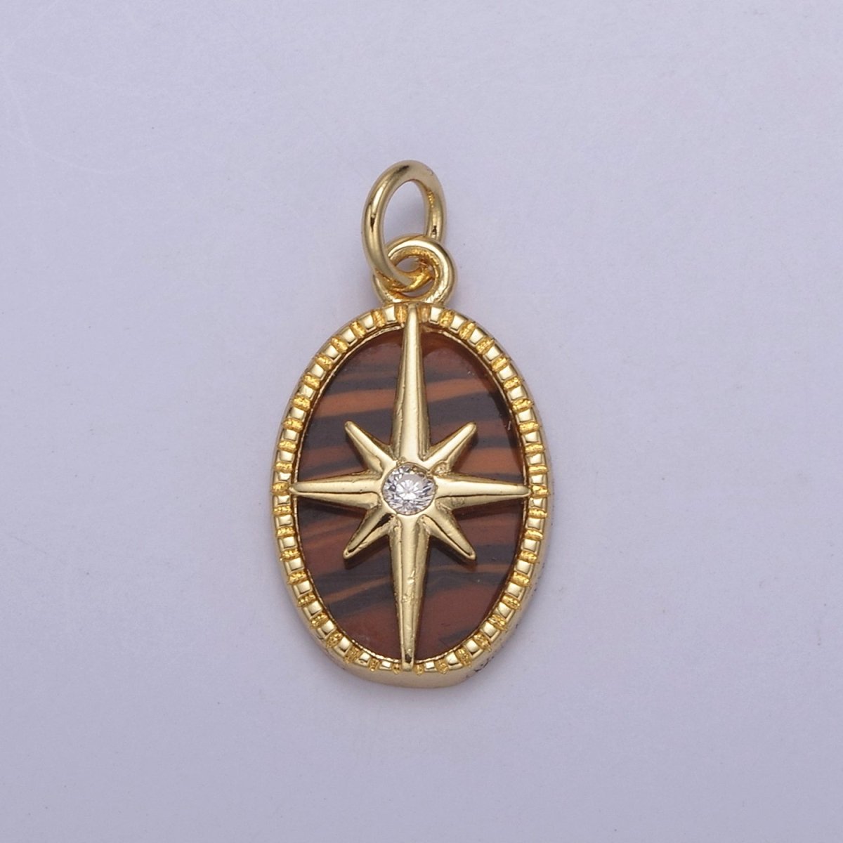 14K Gold Filled Pearl, Tiger Eye, Abalone Shell Charm Pendant North Star Charm for Celestial Necklace Bracelet Jewelry Making N-820 - N-822