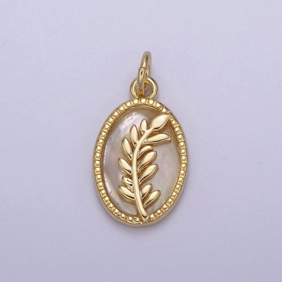 14K Gold Filled Pearl, Tiger Eye, Abalone Shell Charm Pendant Olive Branch Charm for Floral Necklace Bracelet Jewelry Making N-768 - N-770