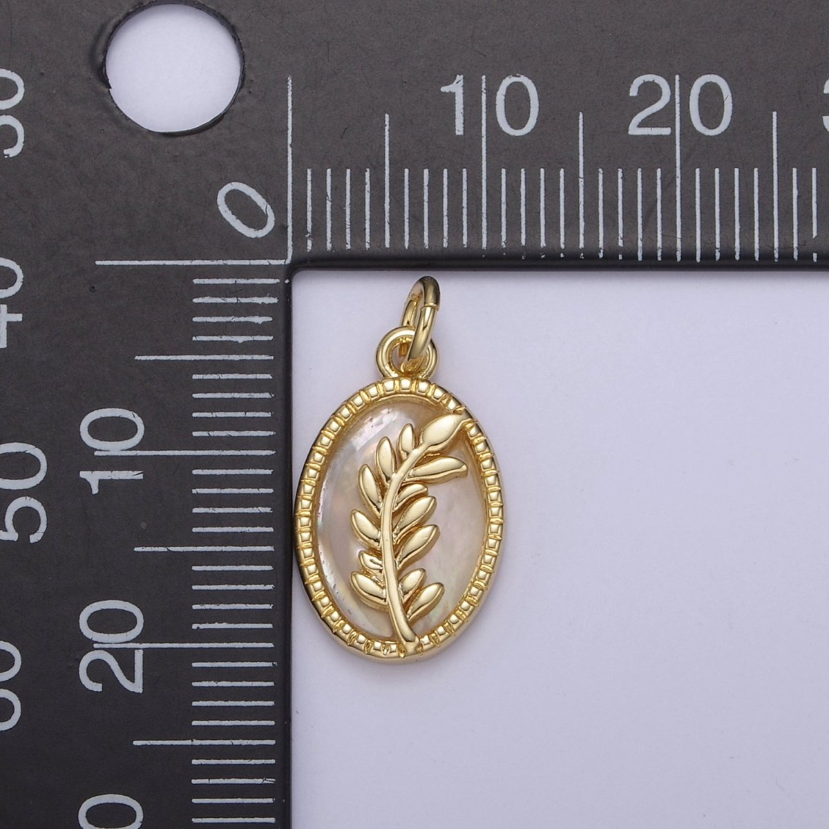 14K Gold Filled Pearl, Tiger Eye, Abalone Shell Charm Pendant Olive Branch Charm for Floral Necklace Bracelet Jewelry Making N-768 - N-770