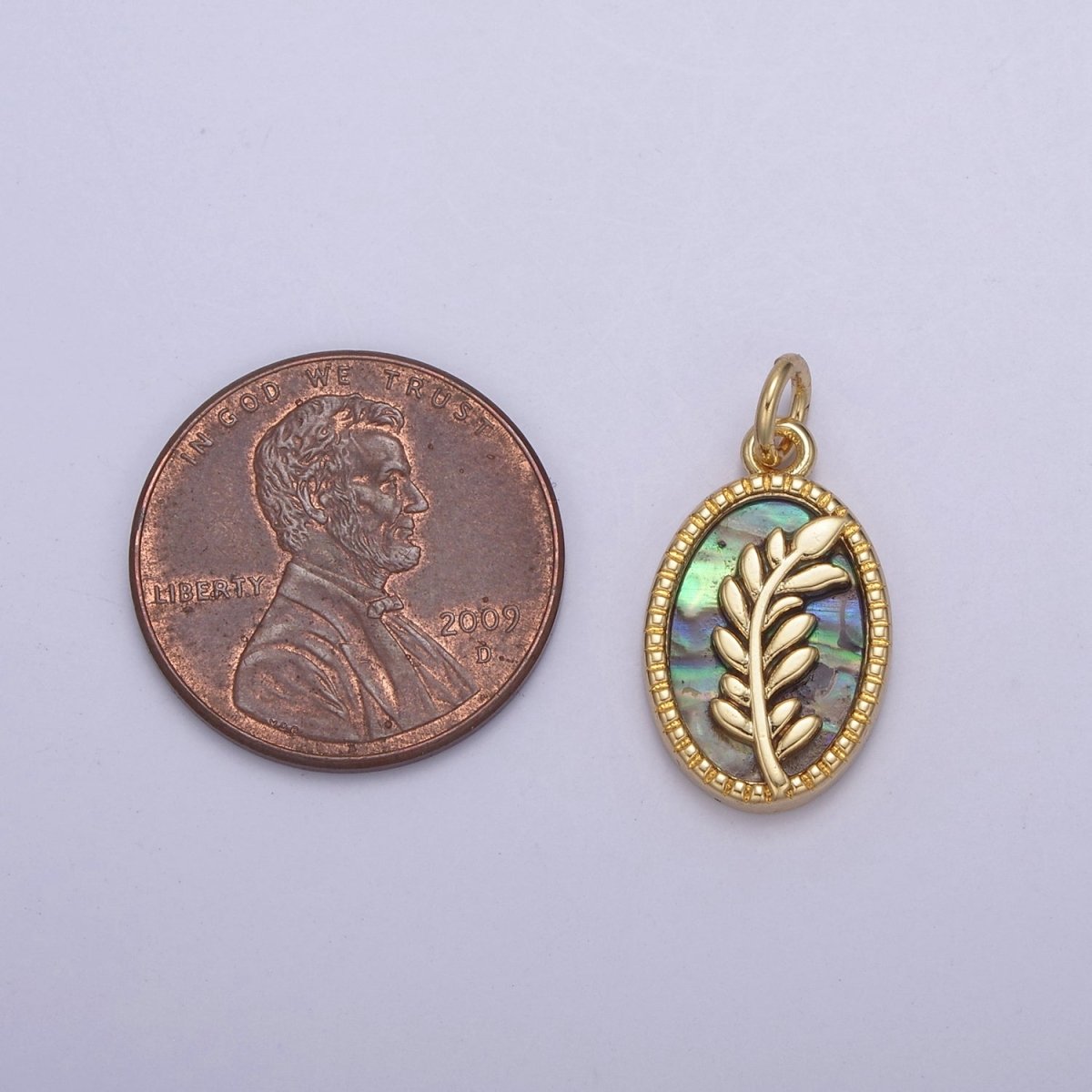 14K Gold Filled Pearl, Tiger Eye, Abalone Shell Charm Pendant Olive Branch Charm for Floral Necklace Bracelet Jewelry Making N-768 - N-770