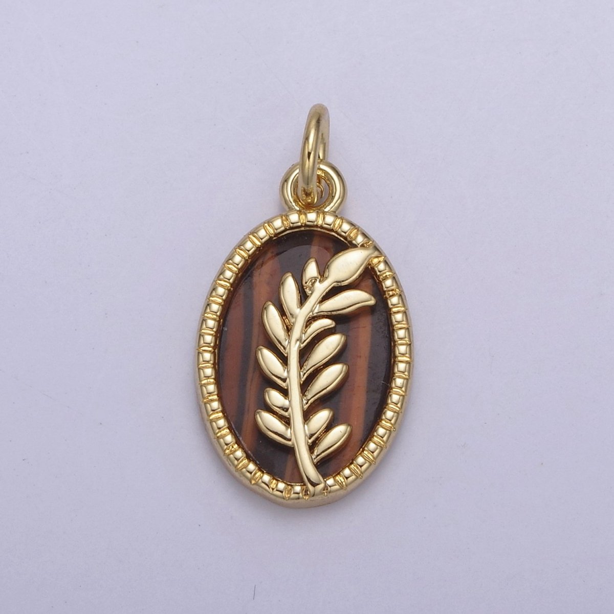 14K Gold Filled Pearl, Tiger Eye, Abalone Shell Charm Pendant Olive Branch Charm for Floral Necklace Bracelet Jewelry Making N-768 - N-770