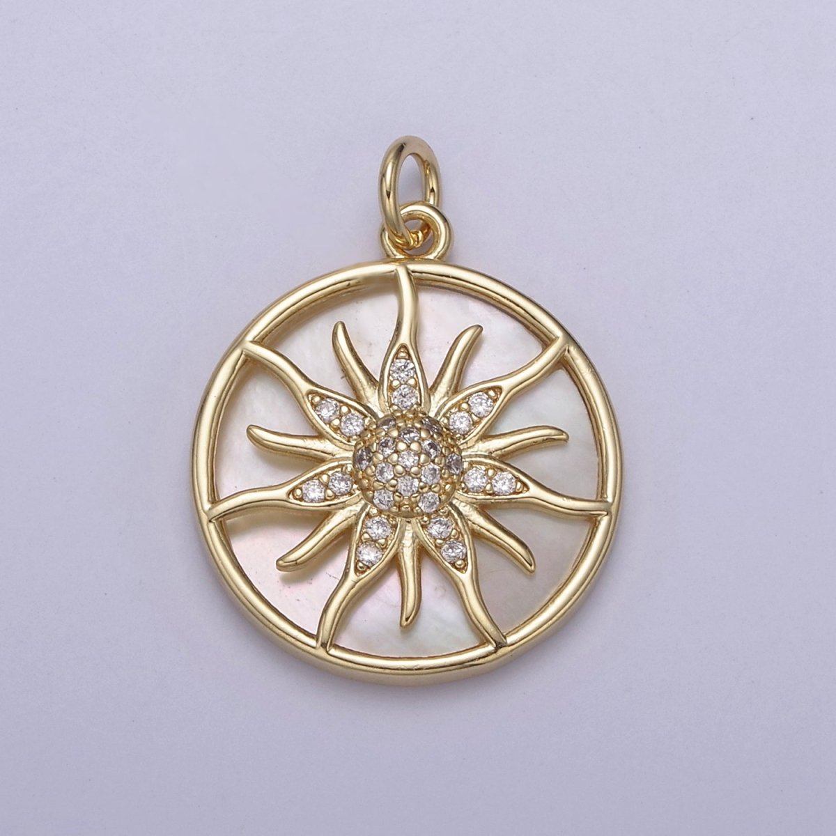 14K Gold Filled Pearl, Tiger Eye, Abalone Shell Charm Pendant Sun Ray Charm for Celestial Necklace Bracelet Jewelry Making N-690 - N-692