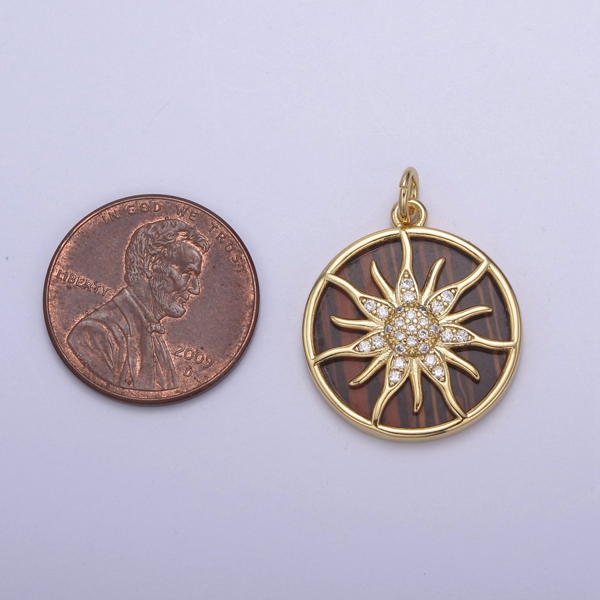 14K Gold Filled Pearl, Tiger Eye, Abalone Shell Charm Pendant Sun Ray Charm for Celestial Necklace Bracelet Jewelry Making N-690 - N-692