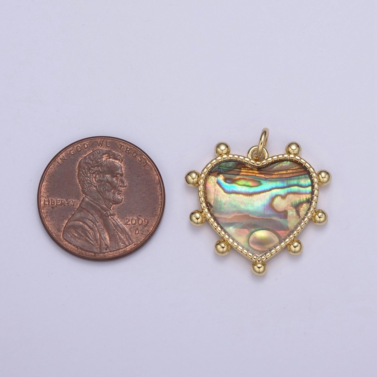 14K Gold Filled Pearl, Tiger Eye, Turquoise Abalone Shell Charm Pendant Beaded Heart Love Charm for Necklace Bracelet Jewelry Making