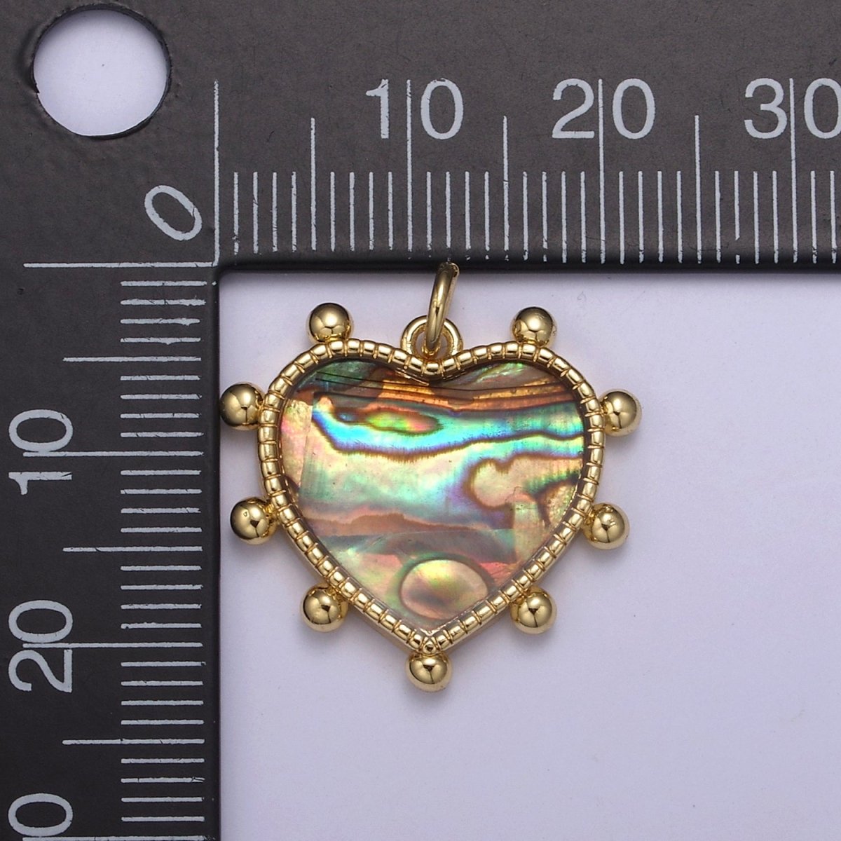 14K Gold Filled Pearl, Tiger Eye, Turquoise Abalone Shell Charm Pendant Beaded Heart Love Charm for Necklace Bracelet Jewelry Making