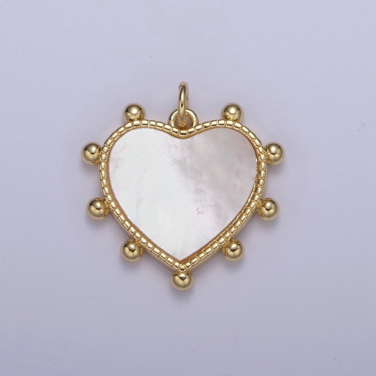 14K Gold Filled Pearl, Tiger Eye, Turquoise Abalone Shell Charm Pendant Beaded Heart Love Charm for Necklace Bracelet Jewelry Making