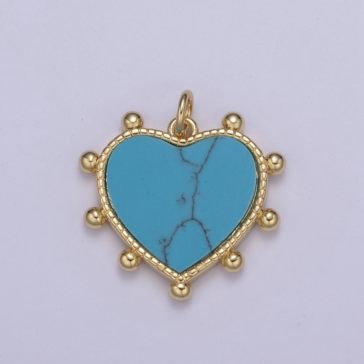 14K Gold Filled Pearl, Tiger Eye, Turquoise Abalone Shell Charm Pendant Beaded Heart Love Charm for Necklace Bracelet Jewelry Making