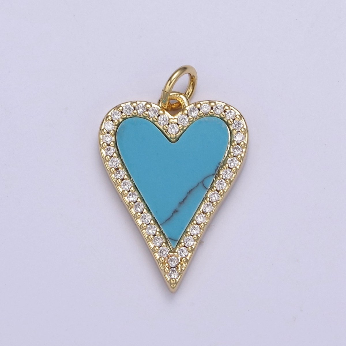 14K Gold Filled Pearl, Tiger Eye, Turquoise Abalone Shell Charm Pendant, Heart Love Charm for Necklace Bracelet Jewelry Making N-637 - N-641