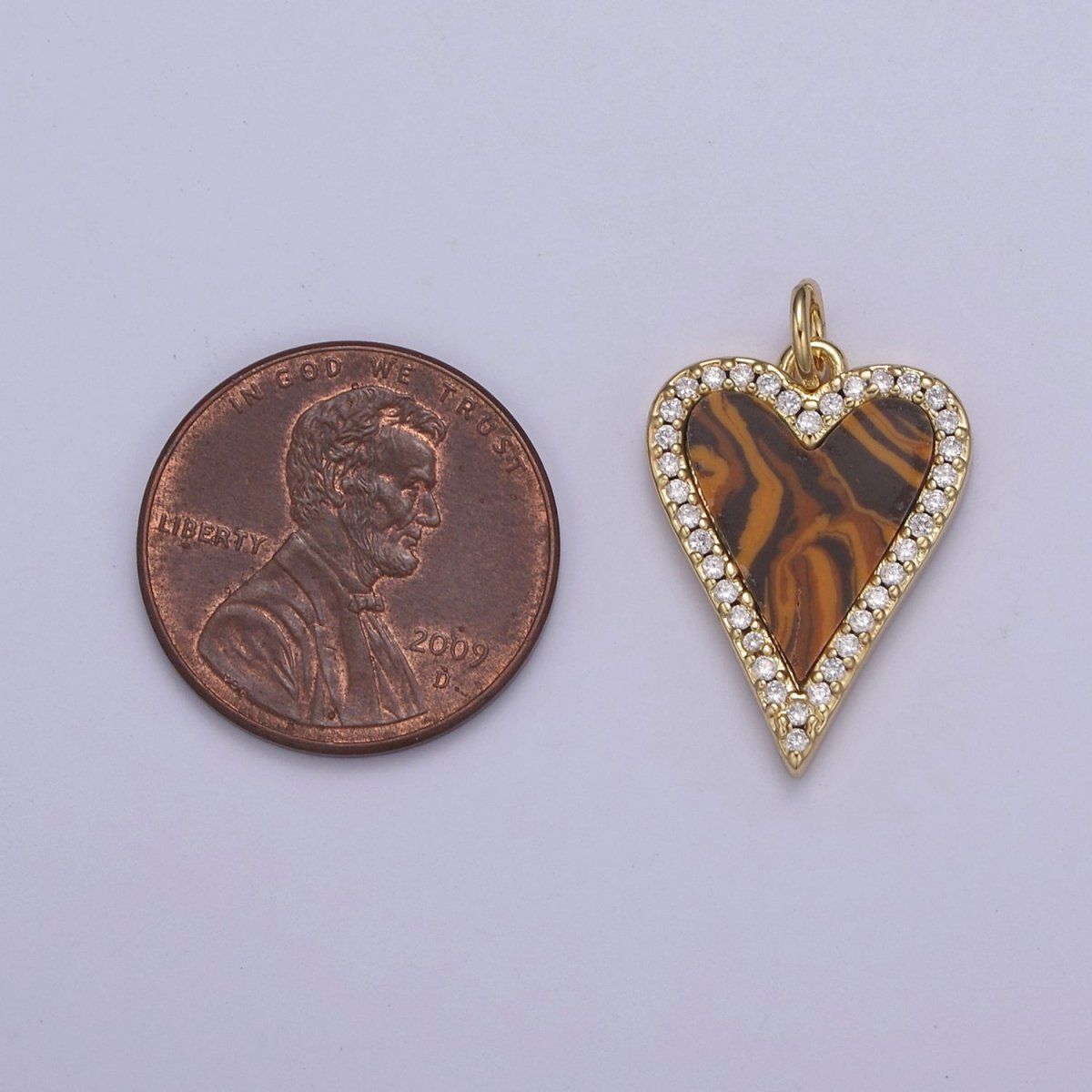 14K Gold Filled Pearl, Tiger Eye, Turquoise Abalone Shell Charm Pendant, Heart Love Charm for Necklace Bracelet Jewelry Making N-637 - N-641