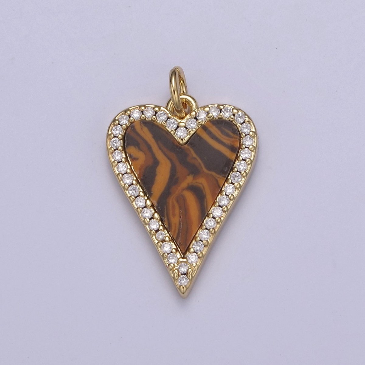 14K Gold Filled Pearl, Tiger Eye, Turquoise Abalone Shell Charm Pendant, Heart Love Charm for Necklace Bracelet Jewelry Making N-637 - N-641