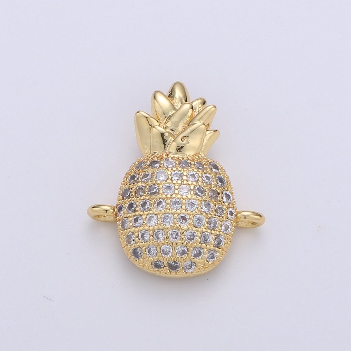 14k Gold Filled  Pineapple Charm Gold Bracelet Connector Craft Cubic Zirconia Bracelet Charm Bead Findings Connector for Jewelry Making F-424